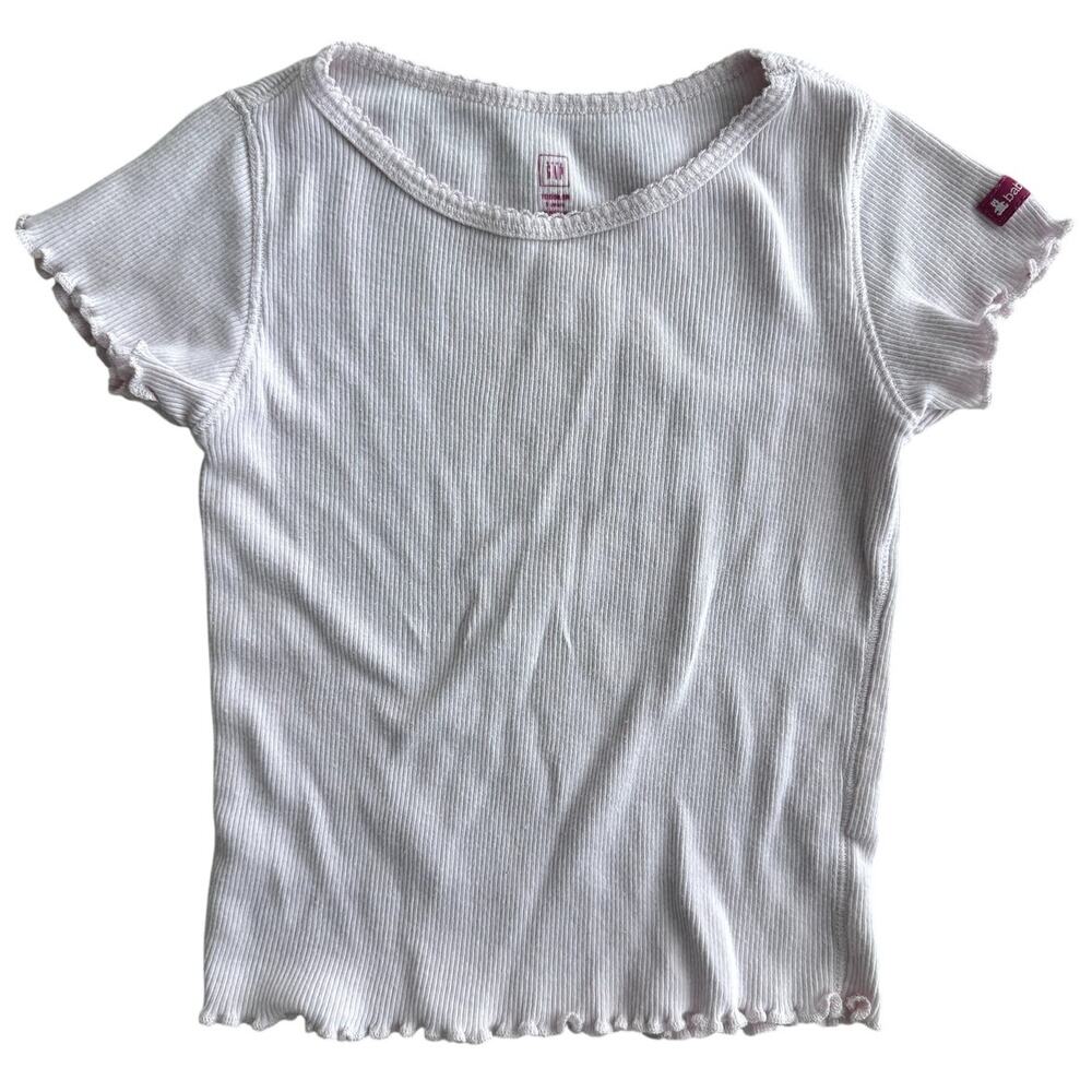 Gap Toddler girl 3t pink ribbed lettuce trim t-shirt